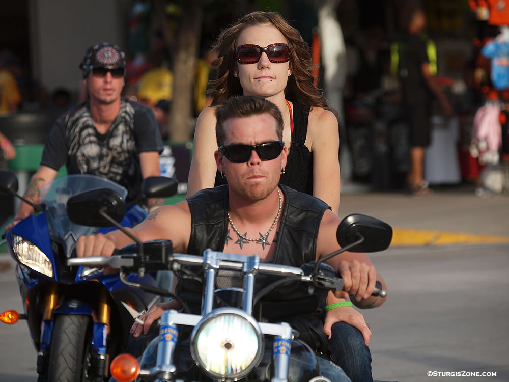 White people on motorcycle
